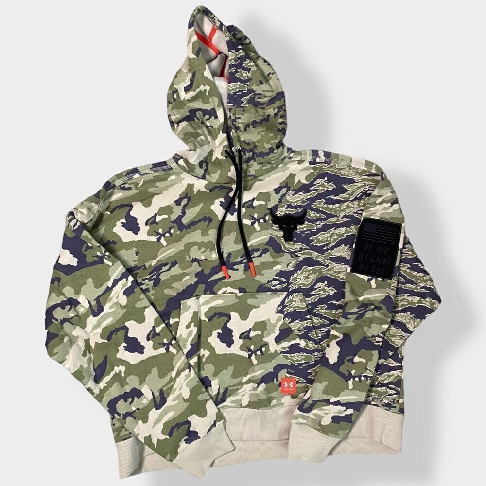 Under Armour Project Rock Womens Veterans Day Fleece Loose Fit Hoodie size M New